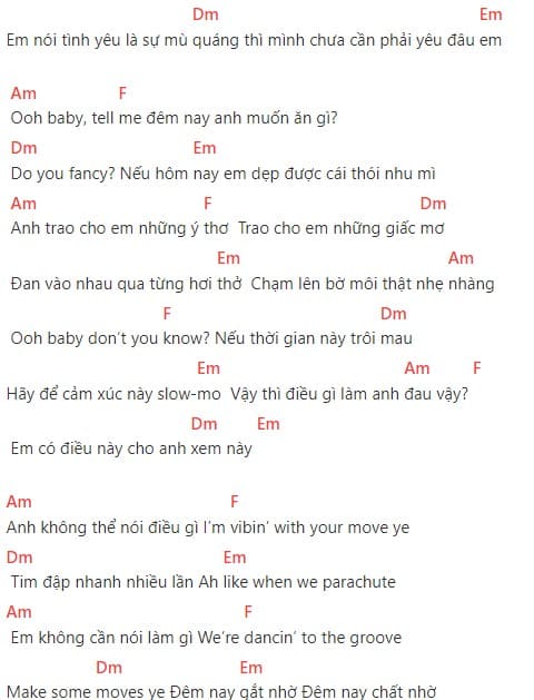 Parachute Parys Hợp âm