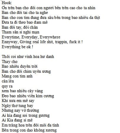 Trăng Hoa Mây Mưa Lyric