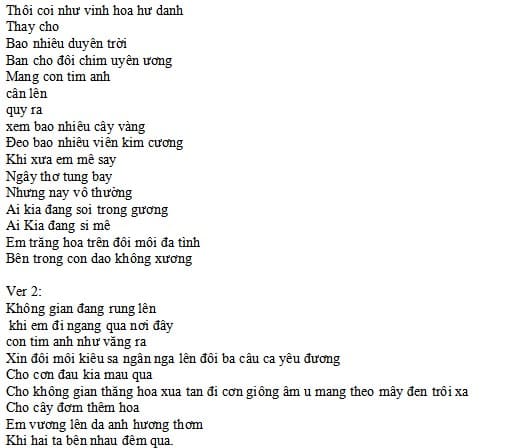 Lyric Trăng Hoa Mây Mưa