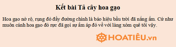 Kết bài không mở rộng Tả cây hoa gạo