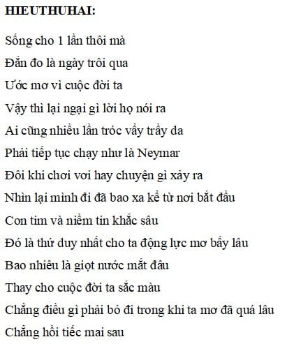 Dám Rực Rỡ Lyrics HIEUTHUHAI