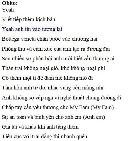 Dám Rực Rỡ Obito Lyrics