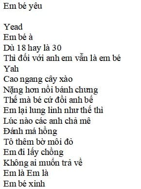 Em là em bé iu O.lew Lyrics