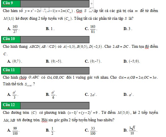 Đề thi thử đánh giá năng lực của Đại học quốc gia Hà Nội