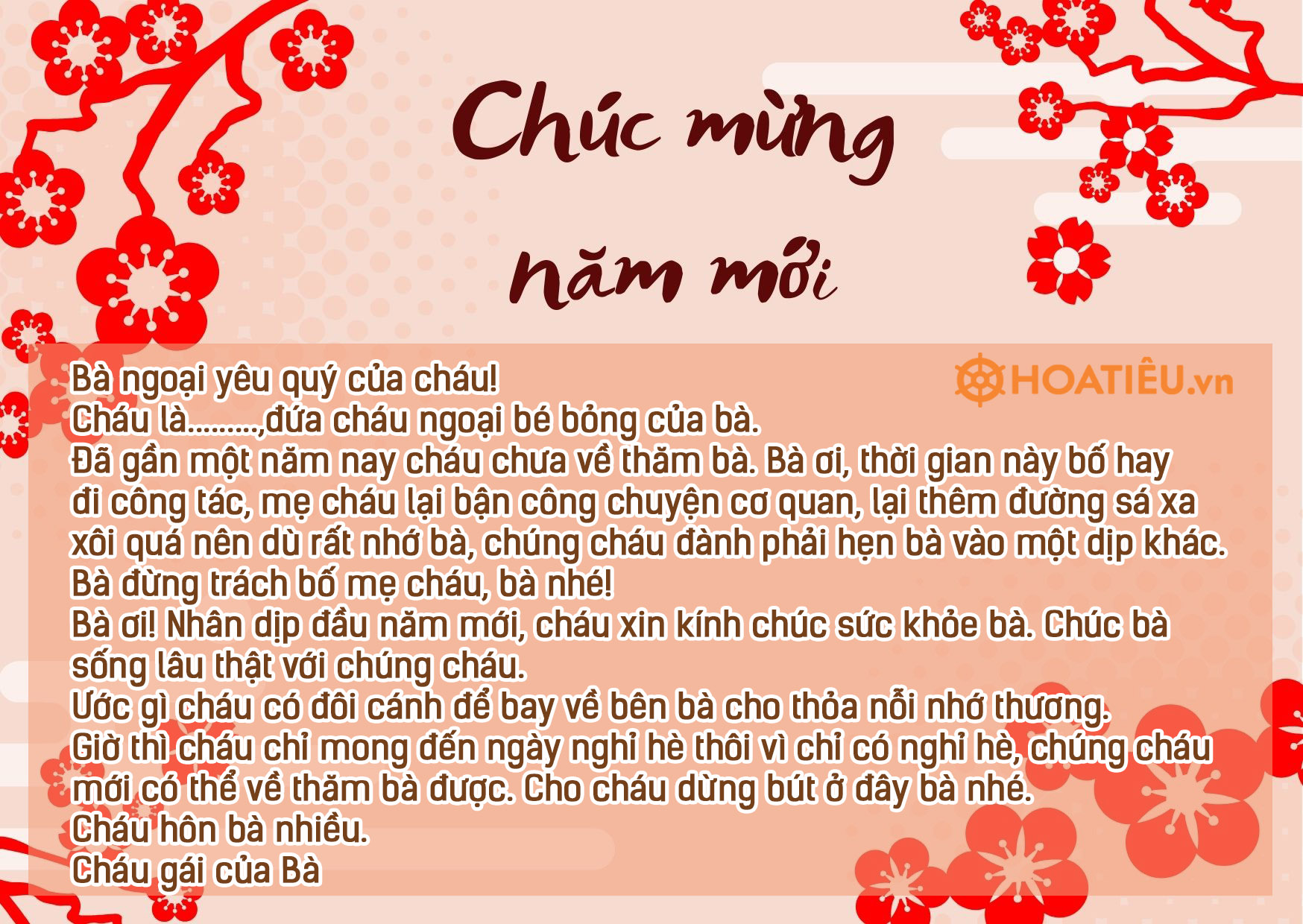Viết thư chúc mừng năm mới ông bà ngắn gọn