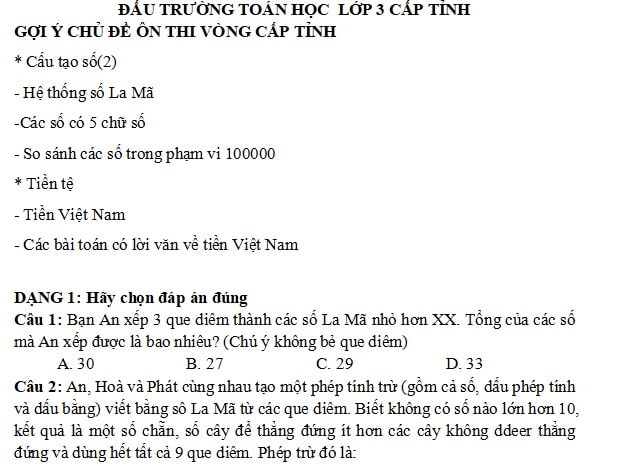 Đề thi VioEdu lớp 3