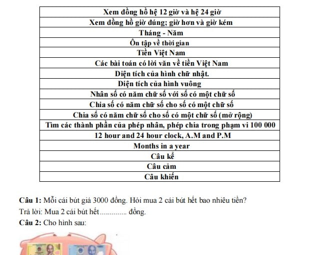 Đề ôn thi VioEdu lớp 3