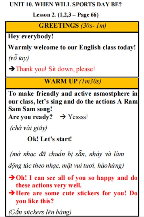 Kịch bản tiết dạy thi giáo viên dạy giỏi Tiếng Anh lớp 5