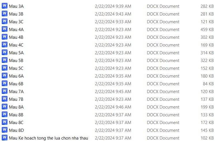 Phụ lục thông tư 01 2024 TT BKHĐT