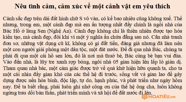 Viết đoạn văn nêu tình cảm, cảm xúc về một cảnh vật em yêu thích