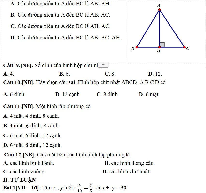 Kiểm tra giữa kì 2 toán 7 Chân trời sáng tạo