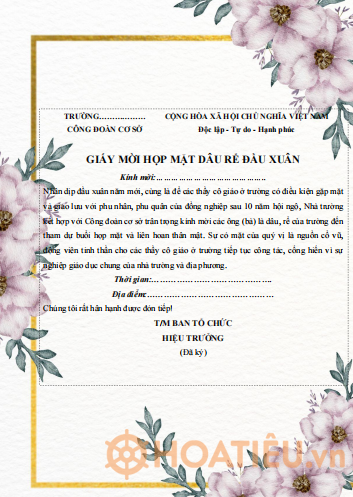 Giấy mời gặp mặt dâu rể đầu xuân