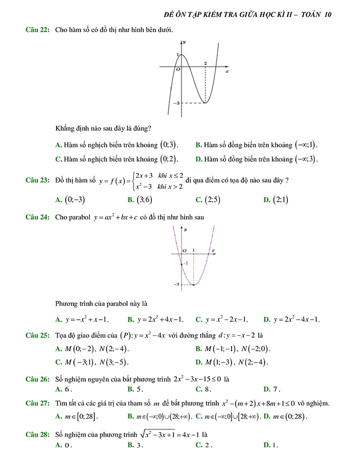 Đề thi Giữa kì 2 Toán 10 Kết nối tri thức file word