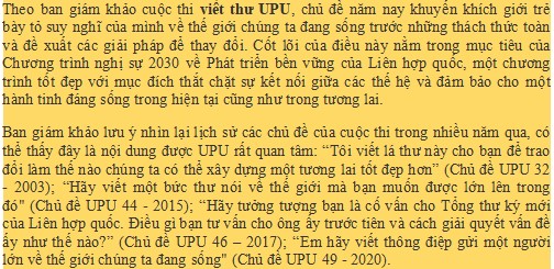 Cách viết thư UPU lần thứ 53 năm 2024
