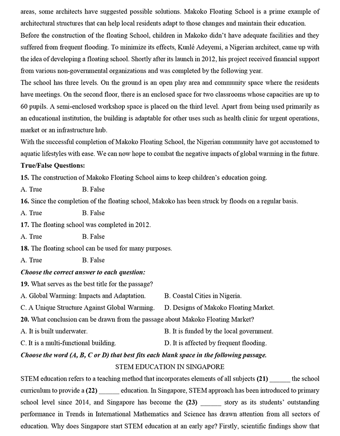 Đề kiểm tra giữa kì 2 tiếng Anh 8 Friends Plus