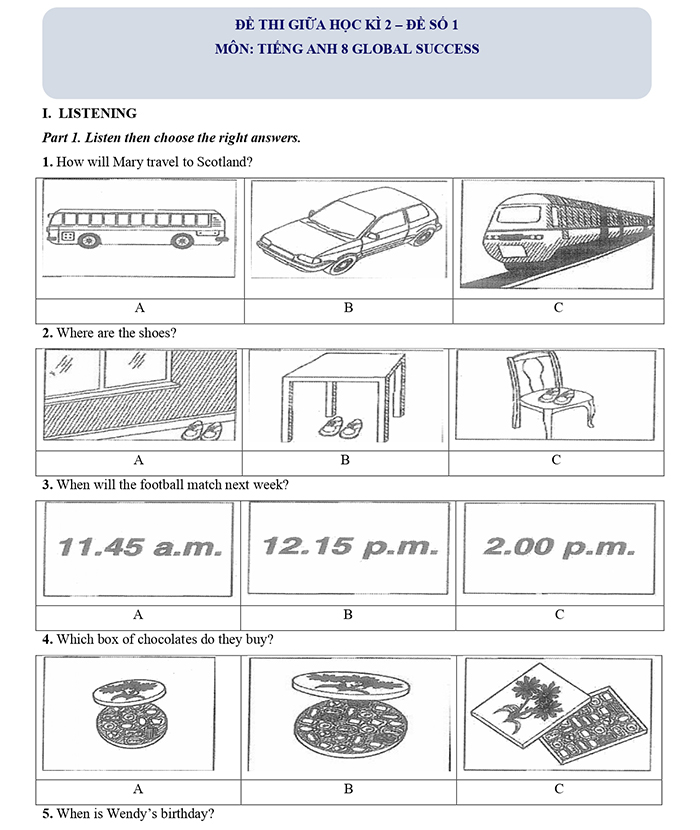Đề thi giữa kì 2 tiếng Anh 8 Kết nối tri thức