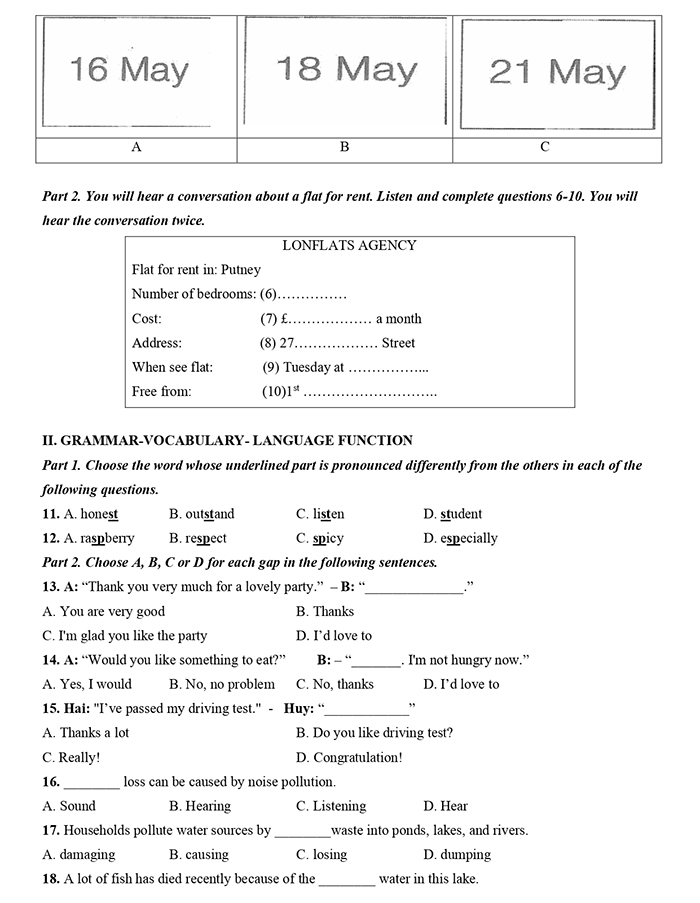 Đề thi giữa kì 2 tiếng Anh 8 Kết nối tri thức