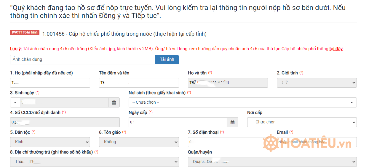 Hướng dẫn điền tờ khai điện tử đề nghị cấp hộ chiếu qua mạng internet