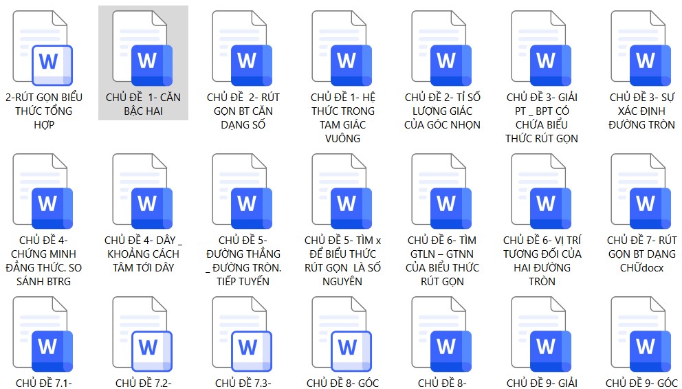 File tài liệu ôn luyện Toán 9 theo chủ đề