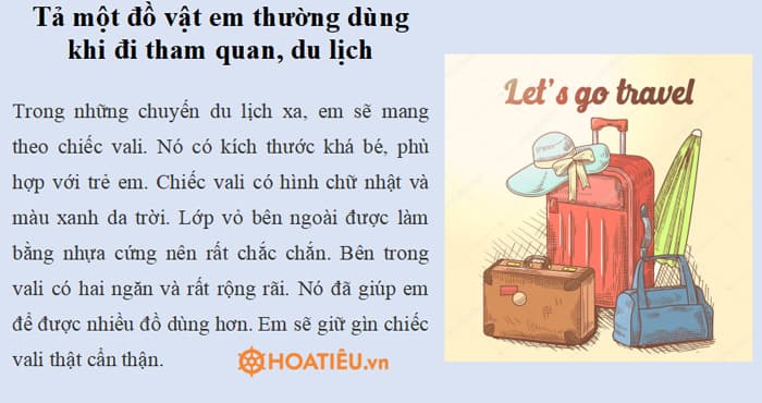 Tả một đồ vật em thường dùng khi đi tham quan