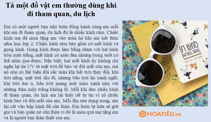 Tả một đồ vật em thường dùng khi đi học hoặc khi đi tham quan, du lịch