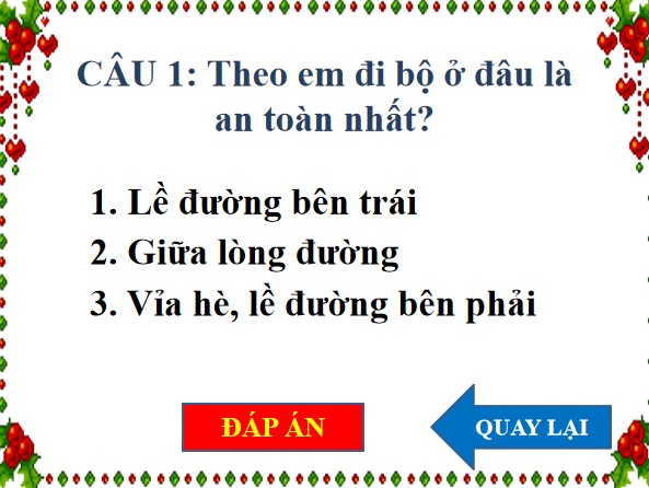 Câu hỏi rung chuông vàng mầm non chủ đề an toàn giao thông