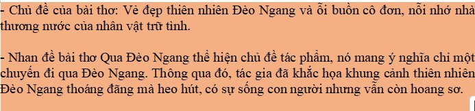 Bài thơ viết về chủ đề gì? Chủ đề ấy có liên quan đến nhan đề Qua Đèo Ngang như thế nào?