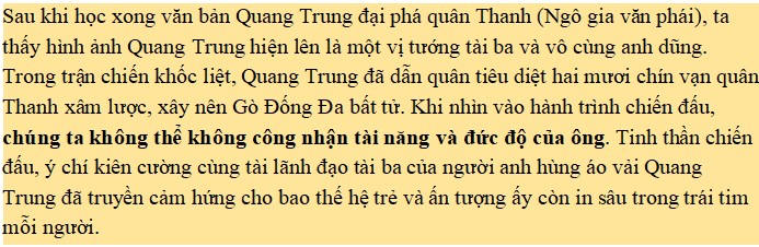 Cảm nghĩ của em sau khi học văn bản Quang Trung đại phá quân Thanh
