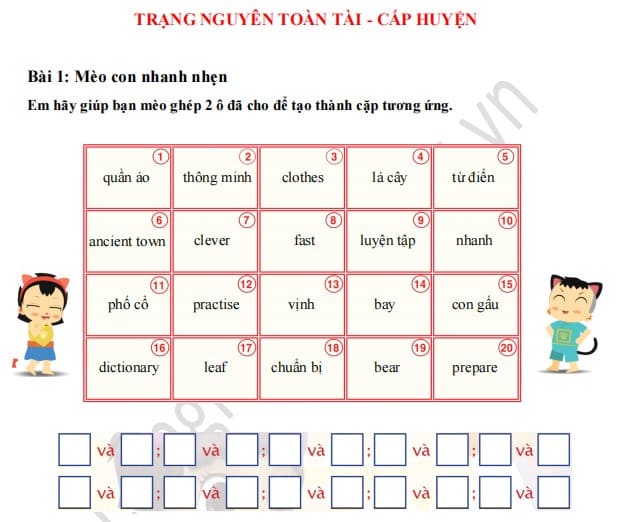 Đề thi Trạng Nguyên Toàn Tài lớp 5