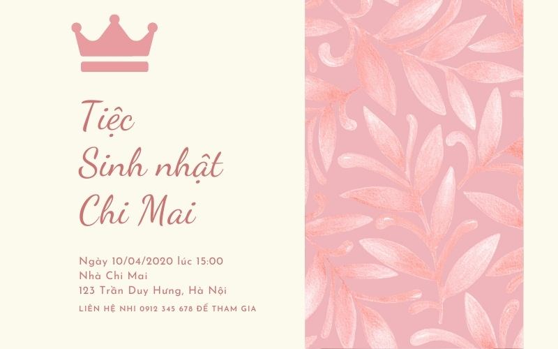 Mẫu thiệp mời tiệc sinh nhật trang trọng