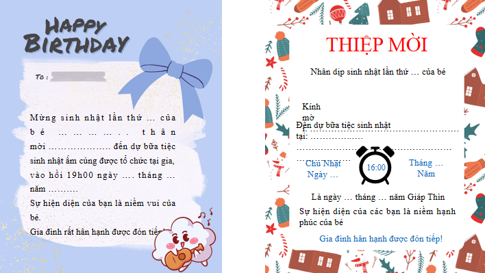 Mẫu thiệp mời tiệc sinh nhật đáng yêu