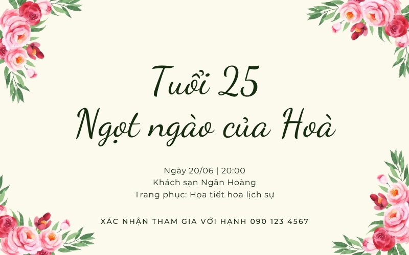 Mẫu thiệp mời tiệc sinh nhật trang trọng