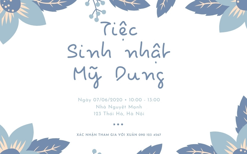 Mẫu thiệp mời tiệc sinh nhật trang trọng