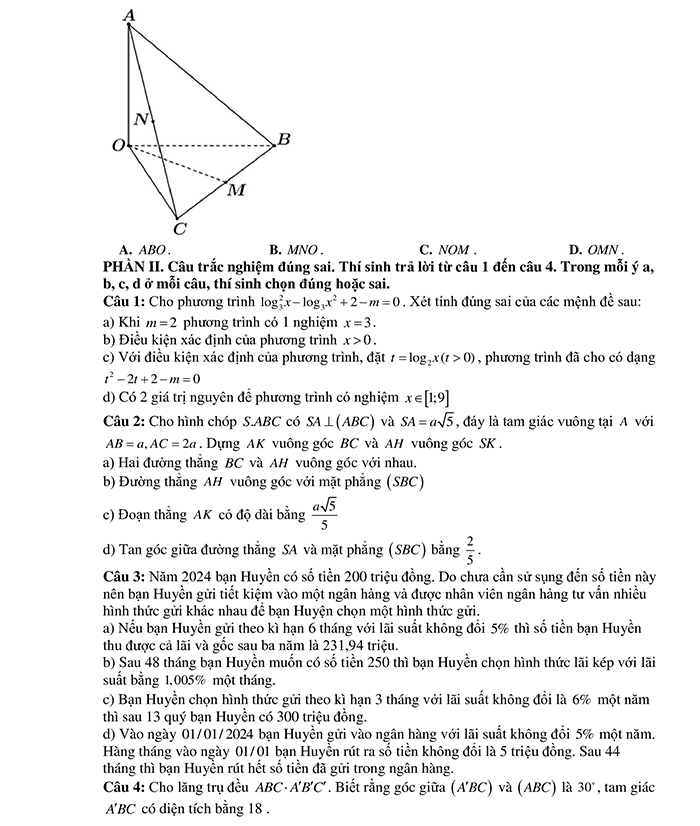 Đề minh họa kiểm tra giữa kì 2 Toán 11 KNTT 