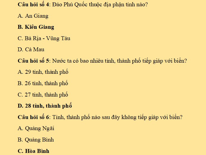 Đáp án tìm hiểu về biển, đảo Việt Nam 2024 tỉnh Hòa Bình - kỳ 2