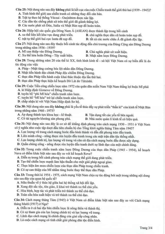  Đề minh họa 2024 môn Sử