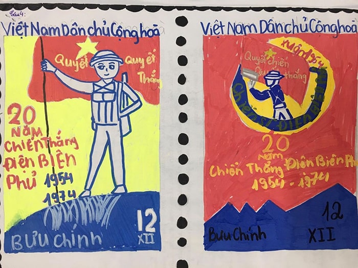 Mẫu tem vẽ kỉ niệm 70 năm chiến thắng Điện Biên Phủ