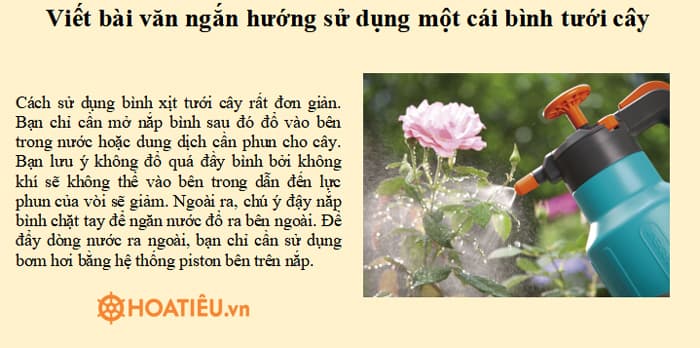 Viết một bài văn ngắn hướng dẫn các bạn sử dụng một cái bình tưới cây