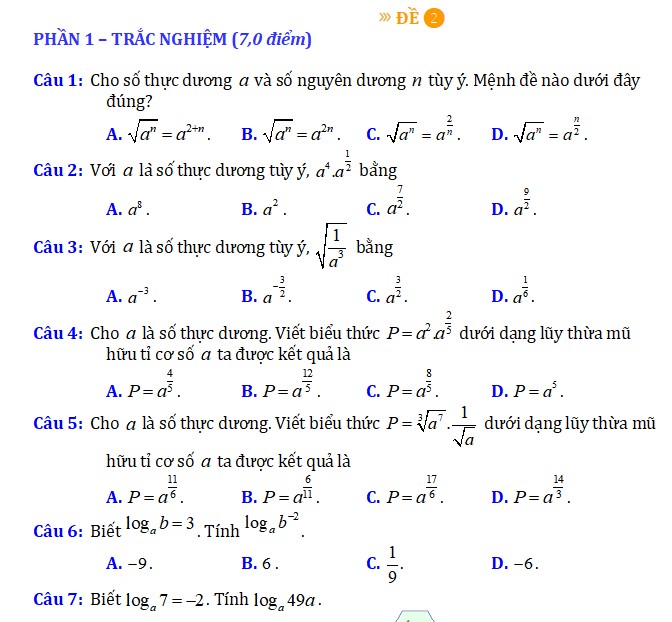 Đề tham khảo thi giữa kì 2 Toán 11 KNTT