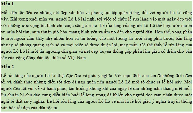 Viết kết nối với đọc bài lễ rửa làng của người Lô Lô