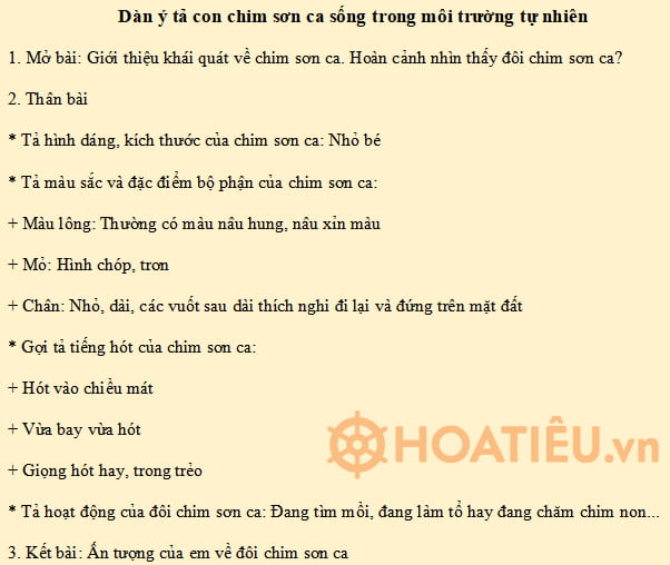 Dàn ý Tả con vật lớp 4