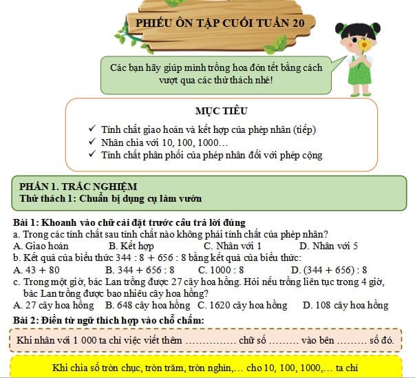 Bài tập cuối tuần Toán lớp 4 Kết nối tri thức