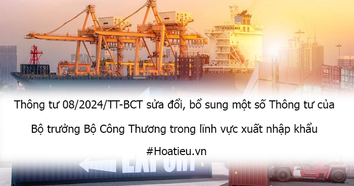 Tải Thông tư 08/2024/TT-BCT sửa đổi Thông tư trong lĩnh vực xuất nhập khẩu file Doc, Pdf
