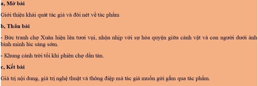 Dàn ý phân tích Chợ tết