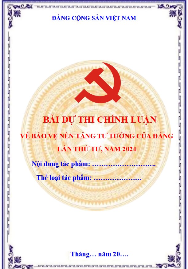 Mẫu bìa bài dự thi viết bảo vệ nền tảng tư tưởng của Đảng 2024