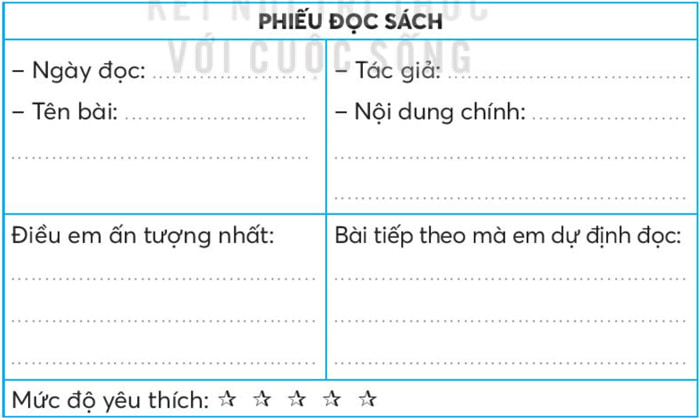 PHiếu đọc sách lớp 2