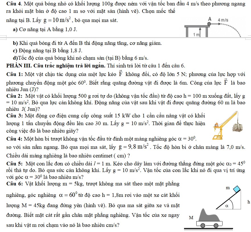Đề thi Vật lí 10 cuối học kì 2 có đáp án