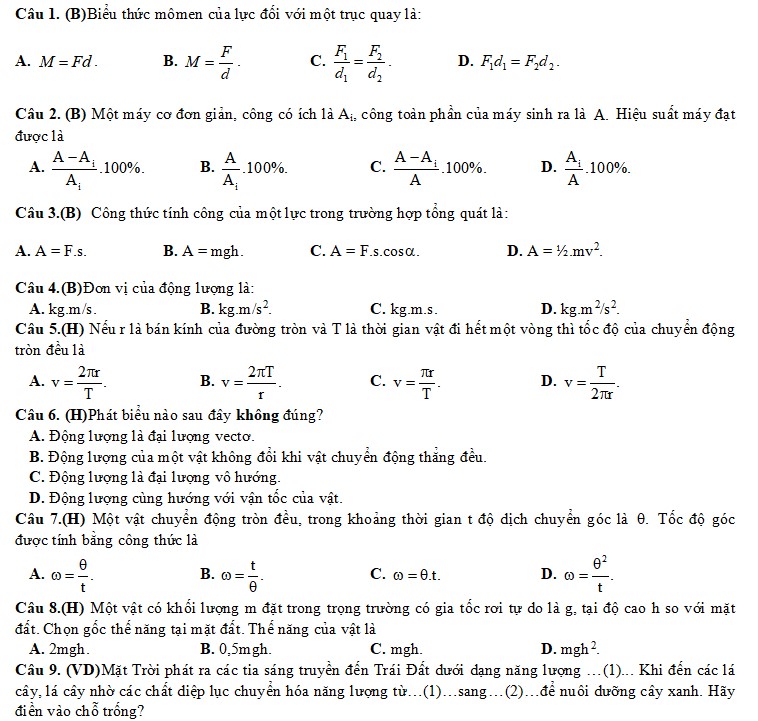 Đề kiểm tra cuối kì 2 Vật lý 10 Chân trời sáng tạo có đáp án