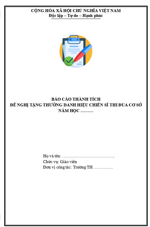 Mẫu bìa báo cáo thành tích cá nhân đẹp nhất