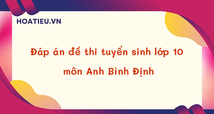 Đề thi tuyển sinh lớp 10 môn tiếng Anh 2024 Bình Định